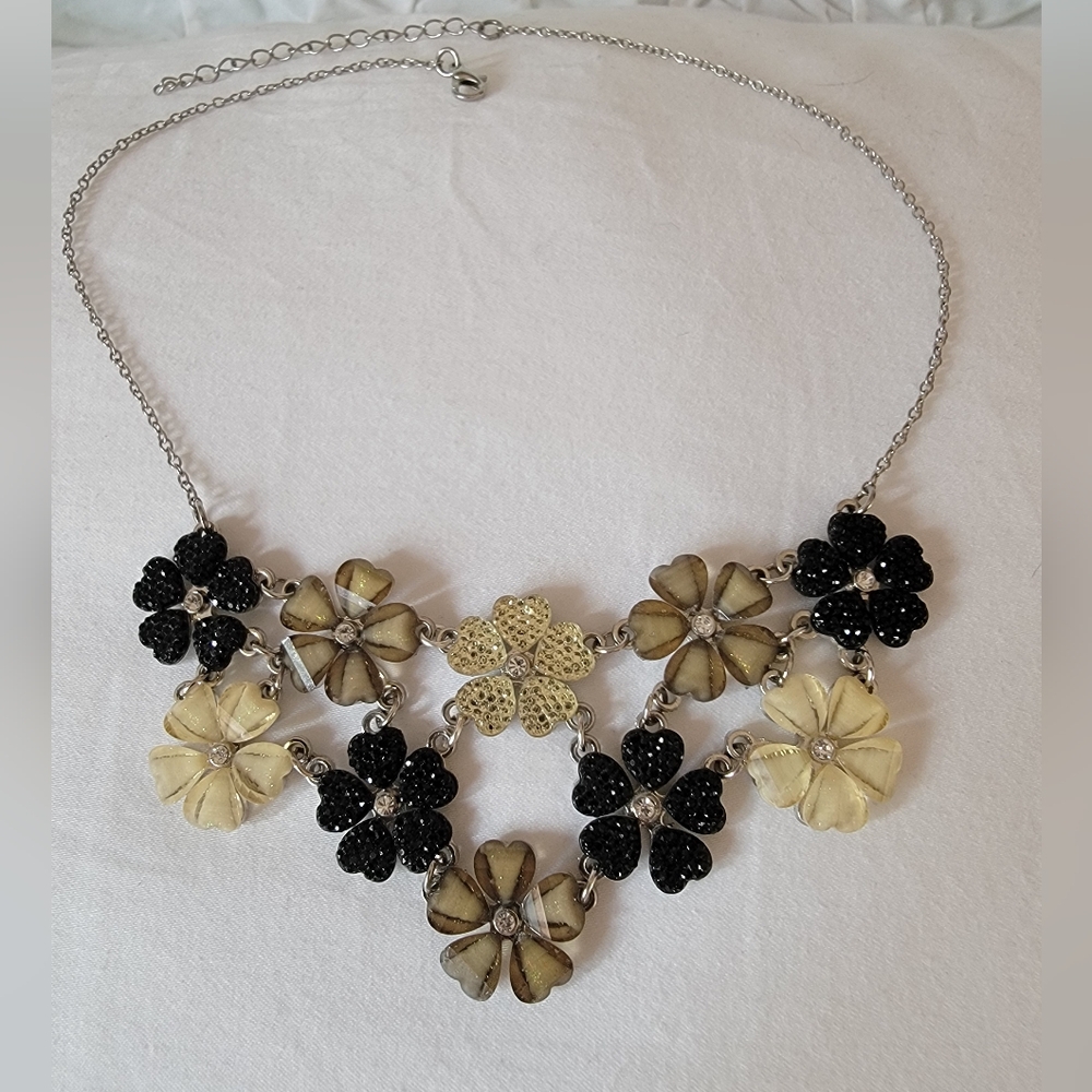 Floral Silver Tone Necklace